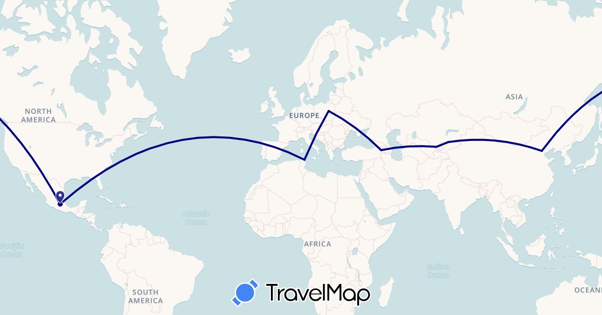 TravelMap itinerary: driving in Armenia, China, Kyrgyzstan, Mexico, Poland, Tunisia, Uzbekistan (Africa, Asia, Europe, North America)